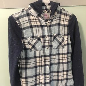 Justice Hooded Button Down Flannel